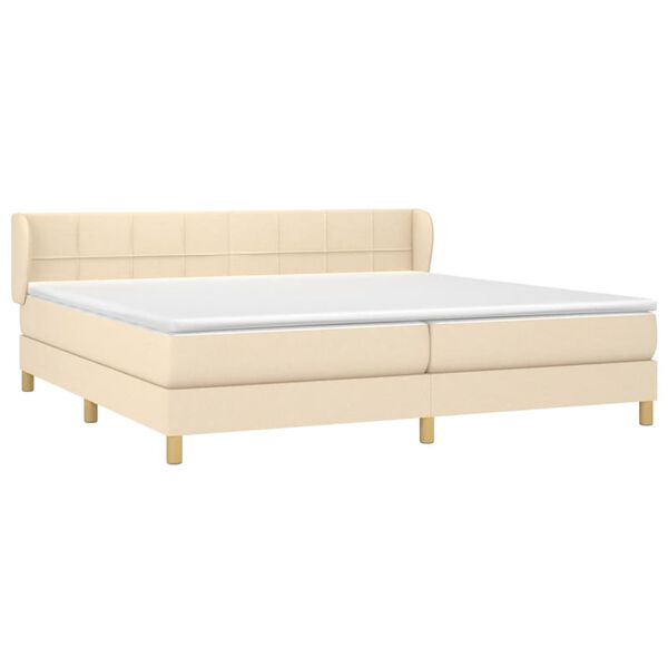 vidaXL Boxspring met matras stof cr&egrave;mekleurig 200x200 cm