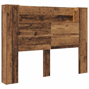 vidaXL Hoofdbord Kast met LED Oudhout Bewerkt hout