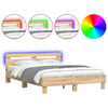 vidaXL Bedframe met hoofdeinde en LED sonoma eikenkleurig 140x200 cm