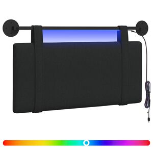 vidaXL Hangend hoofdbord Met LED-verlichting Zwart Stof