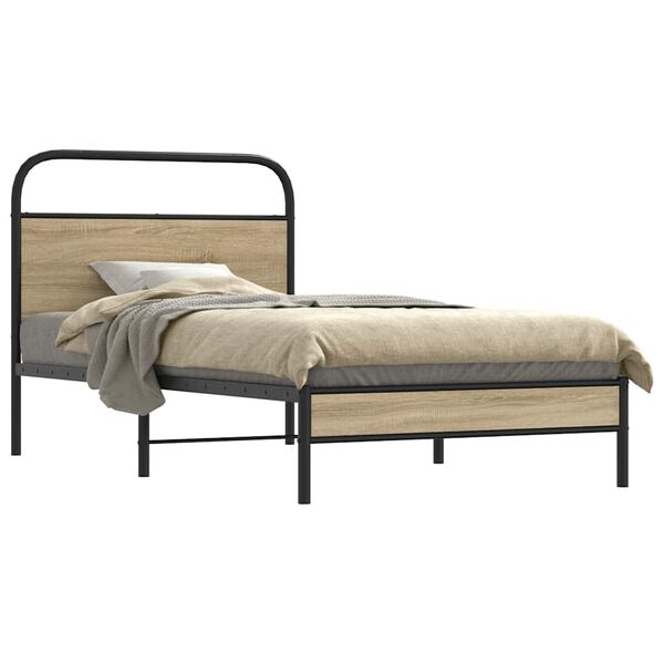 vidaXL Bedframe zonder matras bewerkt hout gerookt eiken 100x190 cm