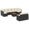 vidaXL 10-delige Loungeset met kussens poly rattan zwart