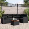 vidaXL 6-delige Loungeset met kussens poly rattan zwart