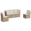 vidaXL 5-delige Loungeset met kussens poly rattan beige