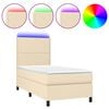 vidaXL Boxspring met matras en LED stof cr&egrave;mekleurig 100x200 cm