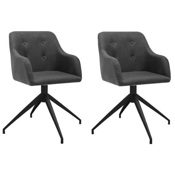 vidaXL Eetkamerstoelen draaibaar 2 st stof donkergrijs