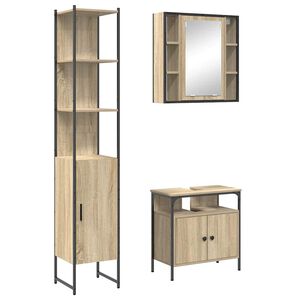 vidaXL Badkamermeubelset 3 st Sonoma Eiken 33 x 33 x 185,5 cm