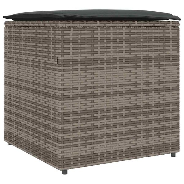 vidaXL Kussenbox met opslag Grijs 50 x 50 x 50 cm poly rattan