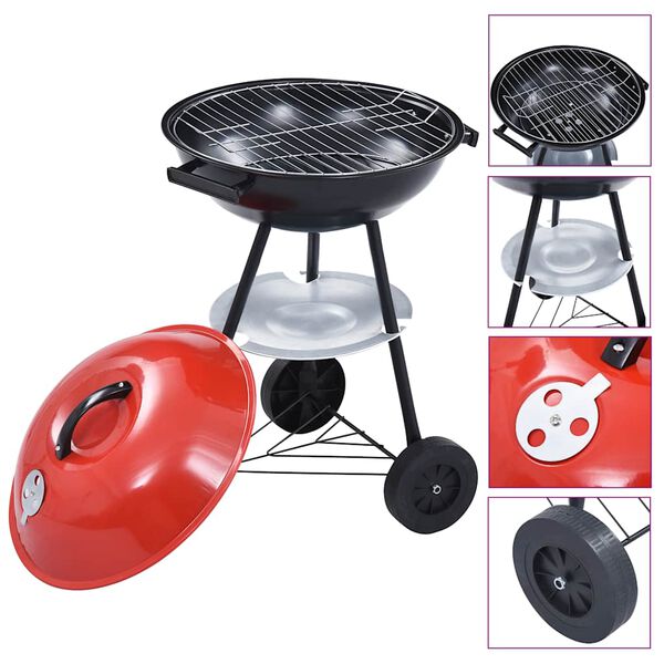 vidaXL Kogelbarbecue houtskool met wieltjes XXL 44 cm