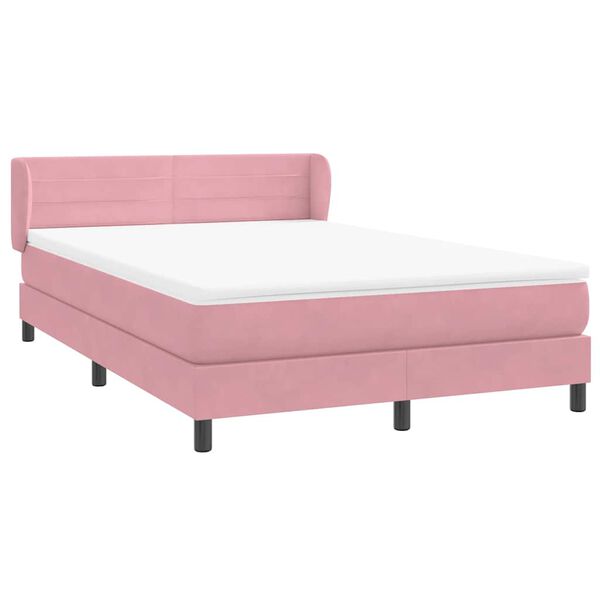vidaXL Boxspring met matras fluweel roze 160x220 cm