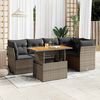 vidaXL 6-delige Loungeset met kussens poly rattan grijs