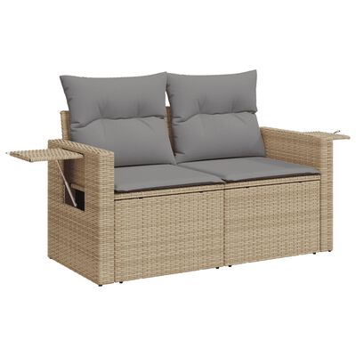 vidaXL 8-delige Loungeset met kussens poly rattan gemengd beige