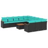 vidaXL 12-delige tuinbankset met kussens van zwart polyrotan