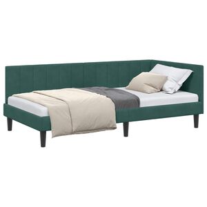 vidaXL Hoekbedframe met hoofdeinde Donkergroen 90 cm x 190 cm Fluweel