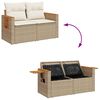 vidaXL 4-delige Loungeset met kussens poly rattan beige