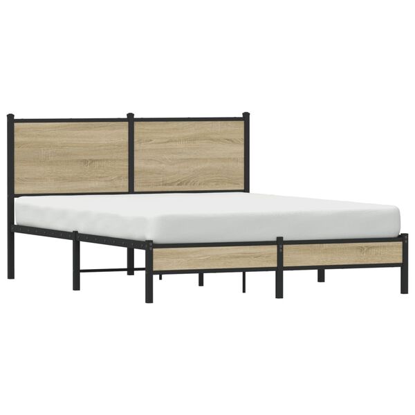 vidaXL Bedframe zonder matras metaal sonoma eikenkleurig 150x200 cm