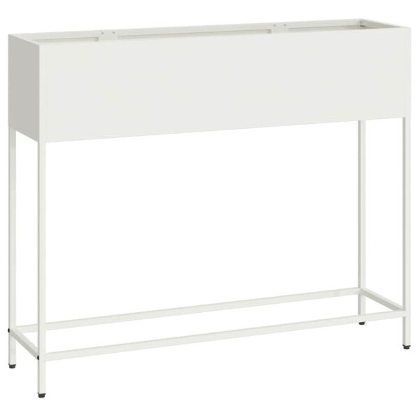 vidaXL Verhoogde Tuin Plantbak Wit 100 x 26 x 82 cm Staal