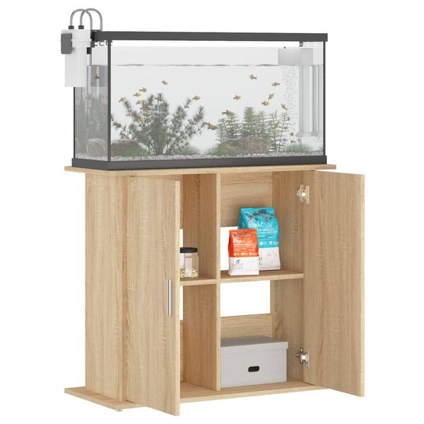 vidaXL Aquariumstandaard Sonoma Eiken 81x36x73 cm Bewerkt Hout