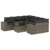 vidaXL 9-delige Loungeset met kussens poly rattan grijs