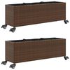vidaXL Plantenbakken met wielen 2 st 107x32x38 cm poly rattan bruin