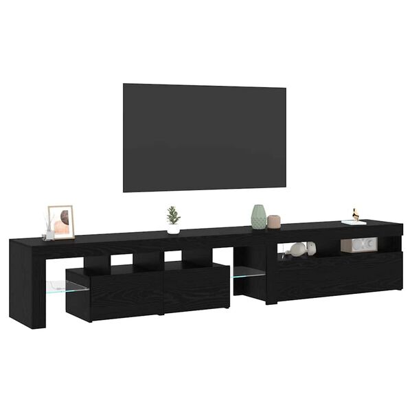 vidaXL TV-kast 2 pcs Zwart Eiken 260 x 37 x 40 cm Bewerkt hout