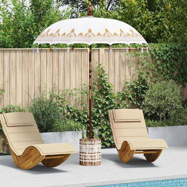 vidaXL Balinese parasol met basis Cr&egrave;me 185 x 185 x 260 cm