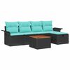 vidaXL Tuinbankenset 6 st Zwart Poly riet