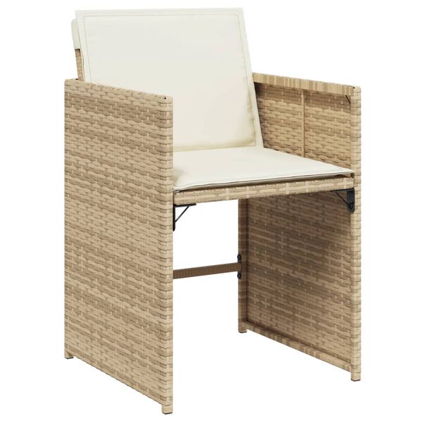 vidaXL 9-delige Tuinset met kussens poly rattan beige