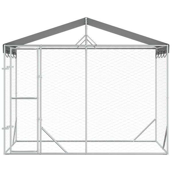 vidaXL Hondenkennel met dak 3x1,5x2,5 m gegalvaniseerd staal zilver