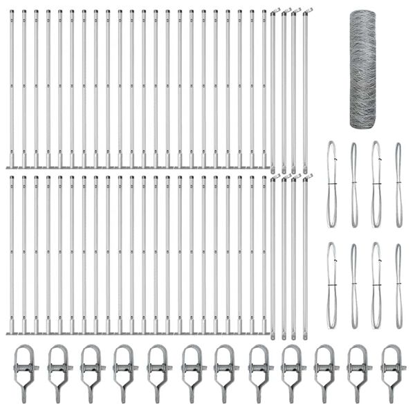 vidaXL Afrasteringspaal Zilver 100 x 0,6 m (36 mm gaas) Staal