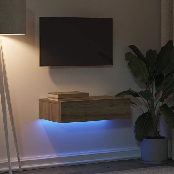 vidaXL Tv-meubel met LED 60x35x15,5 cm artisanaal eikenkleur