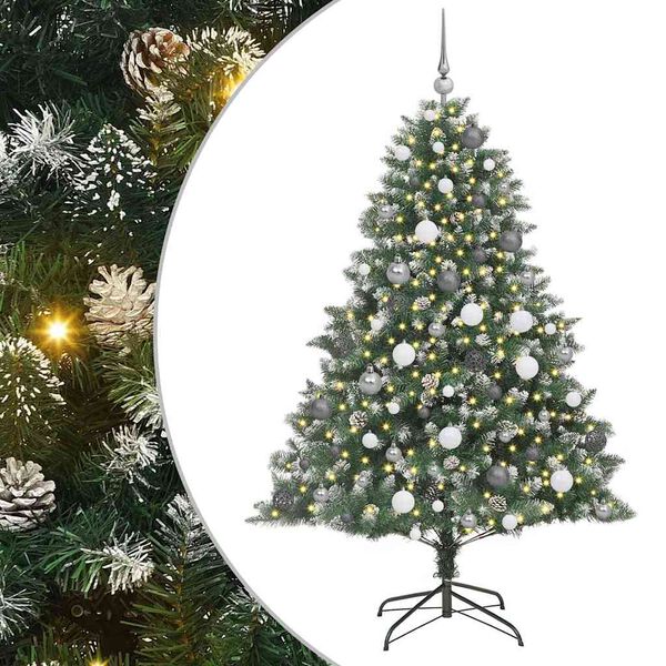 vidaXL Kunstkerstboom met 300 LED Groen 180 cm PVC en Plastic en Staal