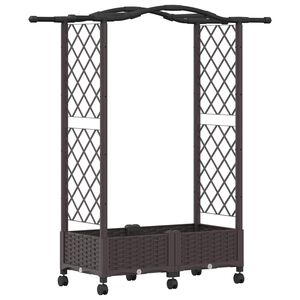 vidaXL Verhoogd Bed met Trellis en Dak Bruin 124 x 40 x 129 cm PP