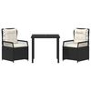 vidaXL Tuin eettafelset 3 pcs Zwart poly rattan