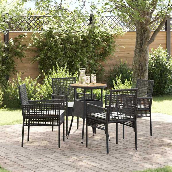 vidaXL Tuin Eetset 5 pcs Zwart Poly riet