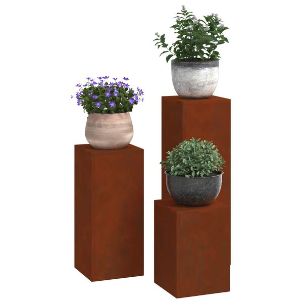 vidaXL Plantenstandaard 3 pcs Roestig Cortenstaal