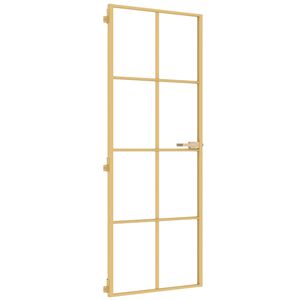 vidaXL Binnendeur smal 76x201,5 cm gehard glas en aluminium goudkleur