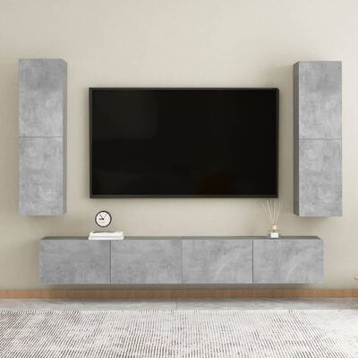 vidaXL Tv-meubels 2 st 30,5x30x110 cm bewerkt hout betongrijs