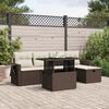vidaXL 6-delige Loungeset met kussens poly rattan bruin