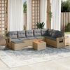 vidaXL 9-delige Loungeset met kussens poly rattan beige