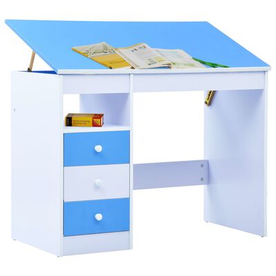 vidaXL Kindertekentafel/-bureau kantelbaar blauw en wit