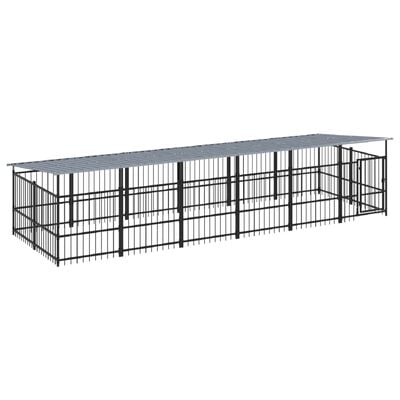 vidaXL Hondenkennel met dak 11,26 m² staal