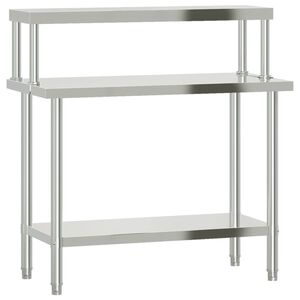 vidaXL Keukenwerktafel met bovenschap 110x55x120 cm roestvrij staal