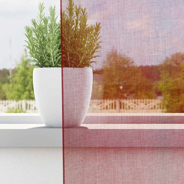 vidaXL Gordijnen voile met roedezakken 2 st wijnrood