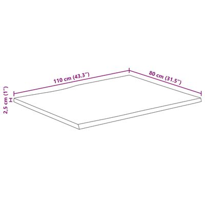 vidaXL Tafelblad met natuurlijke rand 110x80x2,5 cm massief mangohout