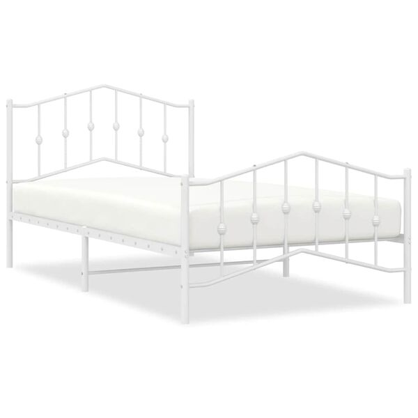 vidaXL Bedframe met hoofd- en voeteneinde metaal wit 100x200 cm