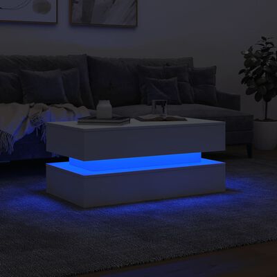 vidaXL Salontafel met LED-verlichting 90x50x40 cm wit