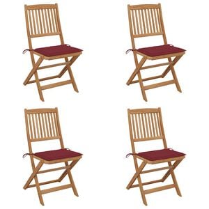 vidaXL Tuinstoelen 4 st inklapbaar met kussens massief acaciahout