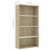 vidaXL Boekenkast met 4 schappen 80x30x151,5 cm hout wit sonoma eiken
