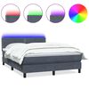 vidaXL Boxspring met matras en LED fluweel donkergrijs 160x210 cm